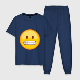 Мужская пижама хлопок с принтом Эмодзи Гримаса , 100% хлопок | брюки и футболка прямого кроя, без карманов, на брюках мягкая резинка на поясе и по низу штанин
 | Тематика изображения на принте: emoji | smile | гримаса | смайл | смайлик | эмоджи | эмодзи