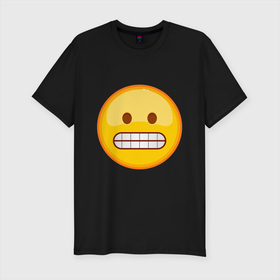 Мужская футболка хлопок Slim с принтом Эмодзи Гримаса , 92% хлопок, 8% лайкра | приталенный силуэт, круглый вырез ворота, длина до линии бедра, короткий рукав | Тематика изображения на принте: emoji | smile | гримаса | смайл | смайлик | эмоджи | эмодзи