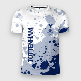 Мужская футболка 3D Slim с принтом Tottenham Hotspur Брызги красок в Белгороде, 100% полиэстер с улучшенными характеристиками | приталенный силуэт, круглая горловина, широкие плечи, сужается к линии бедра | Тематика изображения на принте: 