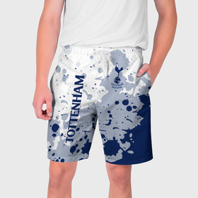 Мужские шорты 3D с принтом Tottenham Hotspur Брызги красок в Тюмени,  полиэстер 100% | прямой крой, два кармана без застежек по бокам. Мягкая трикотажная резинка на поясе, внутри которой широкие завязки. Длина чуть выше колен | 