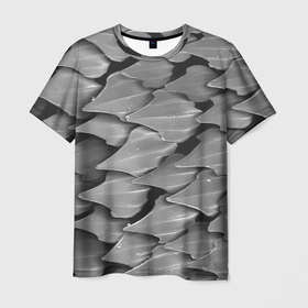 Мужская футболка 3D с принтом Кожа акулы   броня в Екатеринбурге, 100% полиэфир | прямой крой, круглый вырез горловины, длина до линии бедер | armor | pattern | shark | skin | texture | акула | броня | кожа | паттерн | текстура