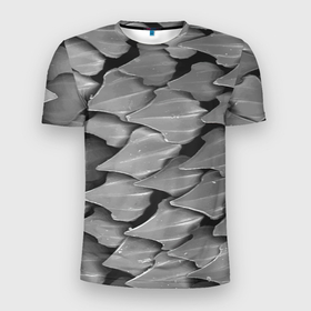 Мужская футболка 3D Slim с принтом Кожа акулы   броня в Курске, 100% полиэстер с улучшенными характеристиками | приталенный силуэт, круглая горловина, широкие плечи, сужается к линии бедра | armor | pattern | shark | skin | texture | акула | броня | кожа | паттерн | текстура