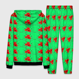 Мужской костюм 3D с принтом Blooming red poppies в Тюмени, 100% полиэстер | Манжеты и пояс оформлены тканевой резинкой, двухслойный капюшон со шнурком для регулировки, карманы спереди | Тематика изображения на принте: background | beauty | color | colorful | floral | green | natural | petals | plant | wild | дикий | естественный | зеленый | красные | красота | красочные | лепестки | маки | растение | фон | цвет | цветочный