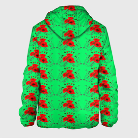 Мужская куртка 3D с принтом Blooming red poppies в Петрозаводске, ткань верха — 100% полиэстер, подклад — флис | прямой крой, подол и капюшон оформлены резинкой с фиксаторами, два кармана без застежек по бокам, один большой потайной карман на груди. Карман на груди застегивается на липучку | background | beauty | color | colorful | floral | green | natural | petals | plant | wild | дикий | естественный | зеленый | красные | красота | красочные | лепестки | маки | растение | фон | цвет | цветочный