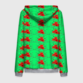 Мужская толстовка 3D на молнии с принтом Blooming red poppies в Екатеринбурге, 100% полиэстер | длина до линии бедра, манжеты и пояс оформлены мягкой тканевой резинкой, двухслойный капюшон со шнурком для регулировки, спереди молния, по бокам два кармана | background | beauty | color | colorful | floral | green | natural | petals | plant | wild | дикий | естественный | зеленый | красные | красота | красочные | лепестки | маки | растение | фон | цвет | цветочный