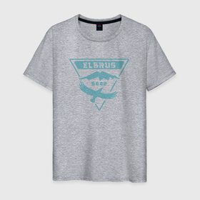 Мужская футболка хлопок с принтом Эльбрус 5642 лого в Екатеринбурге, 100% хлопок | прямой крой, круглый вырез горловины, длина до линии бедер, слегка спущенное плечо. | 5642 | гора | кавказ | орел | путешествия | россия | туризм | эльбрус