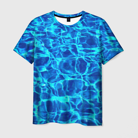 Мужская футболка 3D с принтом Текстура поверхности воды в Петрозаводске, 100% полиэфир | прямой крой, круглый вырез горловины, длина до линии бедер | Тематика изображения на принте: abstraction | ocean | pattern | sea | texture | water | абстракция | вода | море | океан | паттерн | текстура