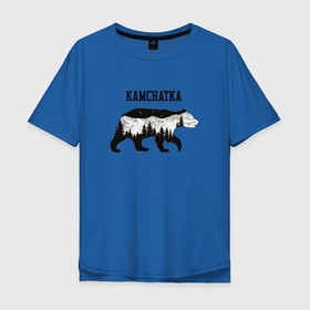 Мужская футболка хлопок Oversize с принтом Камчатка   родной край в Белгороде, 100% хлопок | свободный крой, круглый ворот, “спинка” длиннее передней части | камчатка | медведь | полуостров камчатка | природа | россия