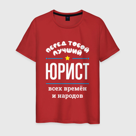 Мужская футболка хлопок с принтом Перед тобой лучший юрист всех времён и народов в Новосибирске, 100% хлопок | прямой крой, круглый вырез горловины, длина до линии бедер, слегка спущенное плечо. | Тематика изображения на принте: 