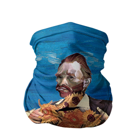 Бандана-труба 3D с принтом Ван Гог портрет с Подсолнухами в Курске, 100% полиэстер, ткань с особыми свойствами — Activecool | плотность 150‒180 г/м2; хорошо тянется, но сохраняет форму | Тематика изображения на принте: винсент ван гог | мем | подсолнухи | художник | цветы