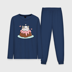 Мужская пижама с лонгсливом хлопок с принтом Кошечка в кексе в Екатеринбурге,  |  | кекс | кот | котенок | кошечка | кошка | торт