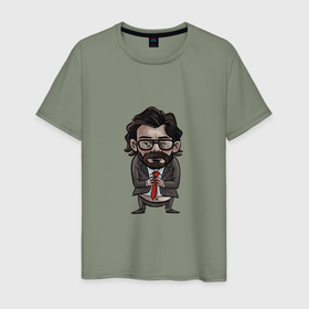 Мужская футболка хлопок с принтом Professor Mind в Кировске, 100% хлопок | прямой крой, круглый вырез горловины, длина до линии бедер, слегка спущенное плечо. | 