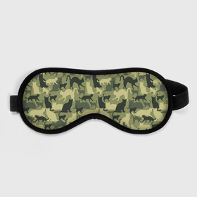 Маска для сна 3D с принтом Кошачий камуфляж в зеленой гамме в Екатеринбурге, внешний слой — 100% полиэфир, внутренний слой — 100% хлопок, между ними — поролон |  | camouflage | камуфляж | коты | маскировка | паттерн