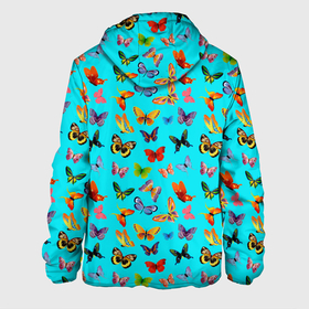 Мужская куртка 3D с принтом Colorful butterflies в Белгороде, ткань верха — 100% полиэстер, подклад — флис | прямой крой, подол и капюшон оформлены резинкой с фиксаторами, два кармана без застежек по бокам, один большой потайной карман на груди. Карман на груди застегивается на липучку | beautiful | blue | butterfly | green | insect | nature | pattern | pink | purple | rainbow | summer | wings | yellow | бабочки | желтый | зеленый | красивый | красочные | крылья | летний | насекомое | природа | радуга | розовый | синий | узор