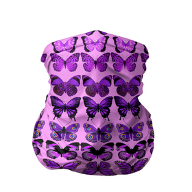 Бандана-труба 3D с принтом Purple butterflies в Тюмени, 100% полиэстер, ткань с особыми свойствами — Activecool | плотность 150‒180 г/м2; хорошо тянется, но сохраняет форму | background | beautiful | colorful | insect | pattern | wings | бабочки | красивый | красочные | крылья | насекомое | узор | фиолетовый | фон