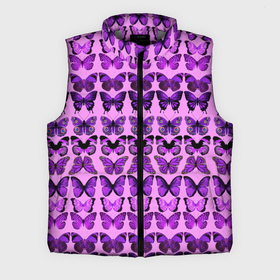 Мужской жилет утепленный 3D с принтом Purple butterflies в Санкт-Петербурге,  |  | background | beautiful | colorful | insect | pattern | wings | бабочки | красивый | красочные | крылья | насекомое | узор | фиолетовый | фон