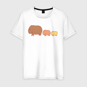 Мужская футболка хлопок с принтом Семья капибар идёт в Кировске, 100% хлопок | прямой крой, круглый вырез горловины, длина до линии бедер, слегка спущенное плечо. | abstraction | animal | art | artwork | capybara | meme | memes | patterns | surrealism | sweethuman | sweethumen | абстракция | арт | графика | животное | искусство | капибара | мем | мемы | сюрреализм