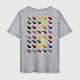 Мужская футболка хлопок Oversize с принтом Цветные капибары в Курске, 100% хлопок | свободный крой, круглый ворот, “спинка” длиннее передней части | Тематика изображения на принте: 