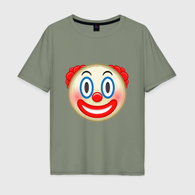 Мужская футболка хлопок Oversize с принтом Эмодзи Клоун в Новосибирске, 100% хлопок | свободный крой, круглый ворот, “спинка” длиннее передней части | Тематика изображения на принте: clown | emoji | smile | клоун | смайл | смайлик | эмоджи | эмодзи