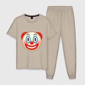 Мужская пижама хлопок с принтом Эмодзи Клоун в Кировске, 100% хлопок | брюки и футболка прямого кроя, без карманов, на брюках мягкая резинка на поясе и по низу штанин
 | clown | emoji | smile | клоун | смайл | смайлик | эмоджи | эмодзи