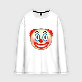 Мужской лонгслив oversize хлопок с принтом Эмодзи Клоун в Петрозаводске,  |  | clown | emoji | smile | клоун | смайл | смайлик | эмоджи | эмодзи