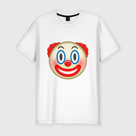 Мужская футболка хлопок Slim с принтом Эмодзи Клоун в Санкт-Петербурге, 92% хлопок, 8% лайкра | приталенный силуэт, круглый вырез ворота, длина до линии бедра, короткий рукав | clown | emoji | smile | клоун | смайл | смайлик | эмоджи | эмодзи