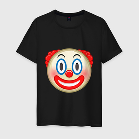 Мужская футболка хлопок с принтом Эмодзи Клоун в Петрозаводске, 100% хлопок | прямой крой, круглый вырез горловины, длина до линии бедер, слегка спущенное плечо. | clown | emoji | smile | клоун | смайл | смайлик | эмоджи | эмодзи