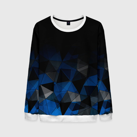 Мужской свитшот 3D с принтом Черно синий  геометрический в Санкт-Петербурге, 100% полиэстер с мягким внутренним слоем | круглый вырез горловины, мягкая резинка на манжетах и поясе, свободная посадка по фигуре | abstract | black | black and blue | blue | geometric | gradient | gray | ombre | polygonal | triangles | абстрактный | геометрический | градиент | омбре | полигональный | серый | синий | треугольники | черно синий | черный | черный и синий