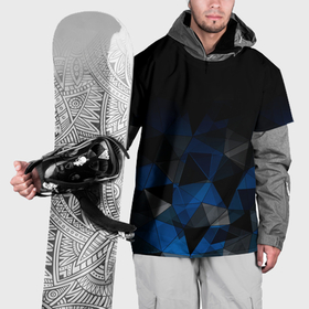Накидка на куртку 3D с принтом Черно синий  геометрический в Санкт-Петербурге, 100% полиэстер |  | Тематика изображения на принте: abstract | black | black and blue | blue | geometric | gradient | gray | ombre | polygonal | triangles | абстрактный | геометрический | градиент | омбре | полигональный | серый | синий | треугольники | черно синий | черный | черный и синий