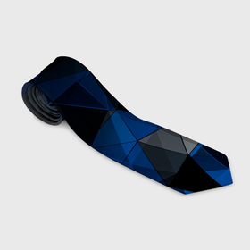 Галстук 3D с принтом Черно синий  геометрический в Санкт-Петербурге, 100% полиэстер | Длина 148 см; Плотность 150-180 г/м2 | Тематика изображения на принте: abstract | black | black and blue | blue | geometric | gradient | gray | ombre | polygonal | triangles | абстрактный | геометрический | градиент | омбре | полигональный | серый | синий | треугольники | черно синий | черный | черный и синий