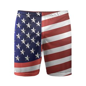 Мужские шорты спортивные с принтом Американский флаг: блестящие звезды и полоски в Новосибирске,  |  | Тематика изображения на принте: америка | блестящий | звезды | красный | перламутровый | полоска | синий | сша | флаг