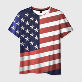 Мужская футболка 3D с принтом Американский флаг: блестящие звезды и полоски в Петрозаводске, 100% полиэфир | прямой крой, круглый вырез горловины, длина до линии бедер | америка | блестящий | звезды | красный | перламутровый | полоска | синий | сша | флаг