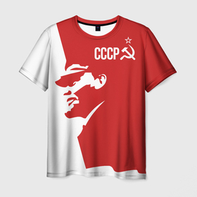 Мужская футболка 3D с принтом СССР Владимир Ильич Ленин в Кировске, 100% полиэфир | прямой крой, круглый вырез горловины, длина до линии бедер | 