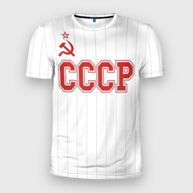 Мужская футболка 3D Slim с принтом СССР   Союз Советских Социалистических Республик в Тюмени, 100% полиэстер с улучшенными характеристиками | приталенный силуэт, круглая горловина, широкие плечи, сужается к линии бедра | 