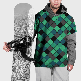 Накидка на куртку 3D с принтом Зеленый клетчатый узор изумрудный в Тюмени, 100% полиэстер |  | в клетку | геометрический узор | зеленый | зеленый узор | клетка | клетчатый