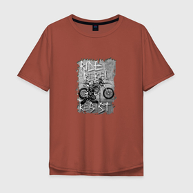 Мужская футболка хлопок Oversize с принтом Ride rebel в Белгороде, 100% хлопок | свободный крой, круглый ворот, “спинка” длиннее передней части | Тематика изображения на принте: 