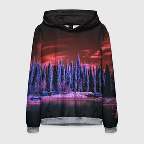 Мужская толстовка 3D с принтом Абстрактный фиолетовый лес и тёмная река , 100% полиэстер | двухслойный капюшон со шнурком для регулировки, мягкие манжеты на рукавах и по низу толстовки, спереди карман-кенгуру с мягким внутренним слоем. | abstraction | art | artwork | colorful | colors | dark | darkness | forest | graphics | patterns | river | surrealism | sweethuman | sweethumen | абстракция | арт | графика | искусство | лес | разноцветный | река | сюрреализм | темнота | тьма | узоры | цв