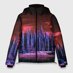Мужская зимняя куртка 3D с принтом Абстрактный фиолетовый лес и тёмная река в Тюмени, верх — 100% полиэстер; подкладка — 100% полиэстер; утеплитель — 100% полиэстер | длина ниже бедра, свободный силуэт Оверсайз. Есть воротник-стойка, отстегивающийся капюшон и ветрозащитная планка. 

Боковые карманы с листочкой на кнопках и внутренний карман на молнии. | abstraction | art | artwork | colorful | colors | dark | darkness | forest | graphics | patterns | river | surrealism | sweethuman | sweethumen | абстракция | арт | графика | искусство | лес | разноцветный | река | сюрреализм | темнота | тьма | узоры | цв