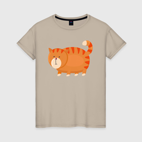Женская футболка хлопок с принтом Толстенький оранжевый котик , 100% хлопок | прямой крой, круглый вырез горловины, длина до линии бедер, слегка спущенное плечо | abstraction | animal | art | artwork | cat | colorful | colors | graphics | kitten | patterns | surrealism | sweethuman | sweethumen | абстракция | арт | графика | животное | искусство | кот | котёнок | кошка | разноцветный | сюрреализм | узоры | цвета