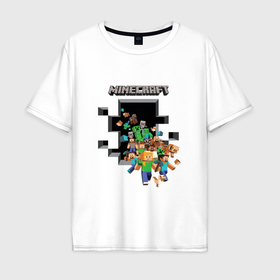 Мужская футболка хлопок Oversize с принтом Логотип Майнкрафт в Санкт-Петербурге, 100% хлопок | свободный крой, круглый ворот, “спинка” длиннее передней части | арт | игра | логотип | майнкрафт | принт
