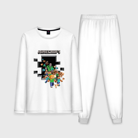 Мужская пижама с лонгсливом хлопок с принтом Логотип Майнкрафт в Курске,  |  | арт | игра | логотип | майнкрафт | принт