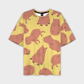 Мужская футболка oversize 3D с принтом Паттенрн из капибар ,  |  | capybara | kapibara | животное | капибара