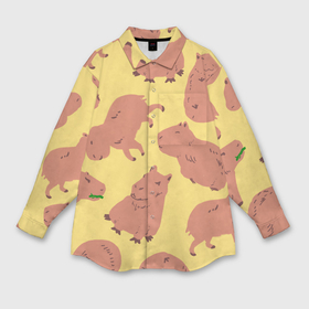 Мужская рубашка oversize 3D с принтом Паттенрн из капибар в Кировске,  |  | Тематика изображения на принте: capybara | kapibara | животное | капибара