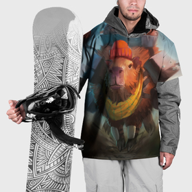 Накидка на куртку 3D с принтом Капибара спешит домой в Новосибирске, 100% полиэстер |  | capybara | kapibara | животное | капибара