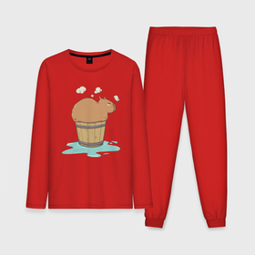 Мужская пижама с лонгсливом хлопок с принтом Капибара на чиле ,  |  | capybara | kapibara | животное | капибара