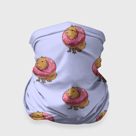 Бандана-труба 3D с принтом Капибара в пончике паттерн в Курске, 100% полиэстер, ткань с особыми свойствами — Activecool | плотность 150‒180 г/м2; хорошо тянется, но сохраняет форму | capybara | kapibara | животное | капибара | пончик | пончики