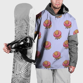 Накидка на куртку 3D с принтом Капибара в пончике паттерн в Тюмени, 100% полиэстер |  | Тематика изображения на принте: capybara | kapibara | животное | капибара | пончик | пончики