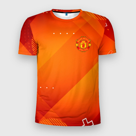 Мужская футболка 3D Slim с принтом Manchester united Абстракция спорт в Екатеринбурге, 100% полиэстер с улучшенными характеристиками | приталенный силуэт, круглая горловина, широкие плечи, сужается к линии бедра | 