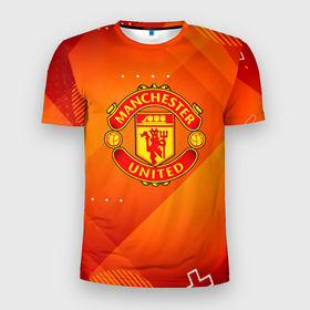Мужская футболка 3D Slim с принтом Manchester united абстракция в Екатеринбурге, 100% полиэстер с улучшенными характеристиками | приталенный силуэт, круглая горловина, широкие плечи, сужается к линии бедра | 
