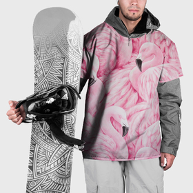 Накидка на куртку 3D с принтом Pink Flamingos в Кировске, 100% полиэстер |  | Тематика изображения на принте: flamingos | паттерн | птицы | розовый фламинго | фламинго